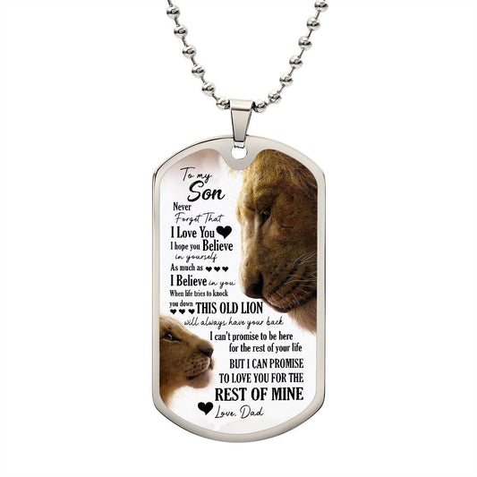 My Son| This Old Lion - Dog Tag Military Chain
