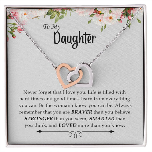 My Daughter| Braver Stronger - Interlocking Hearts Necklace